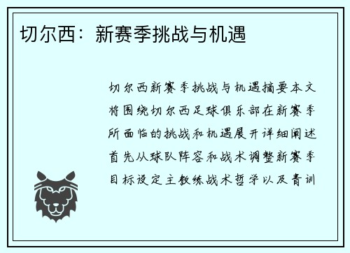 切尔西：新赛季挑战与机遇